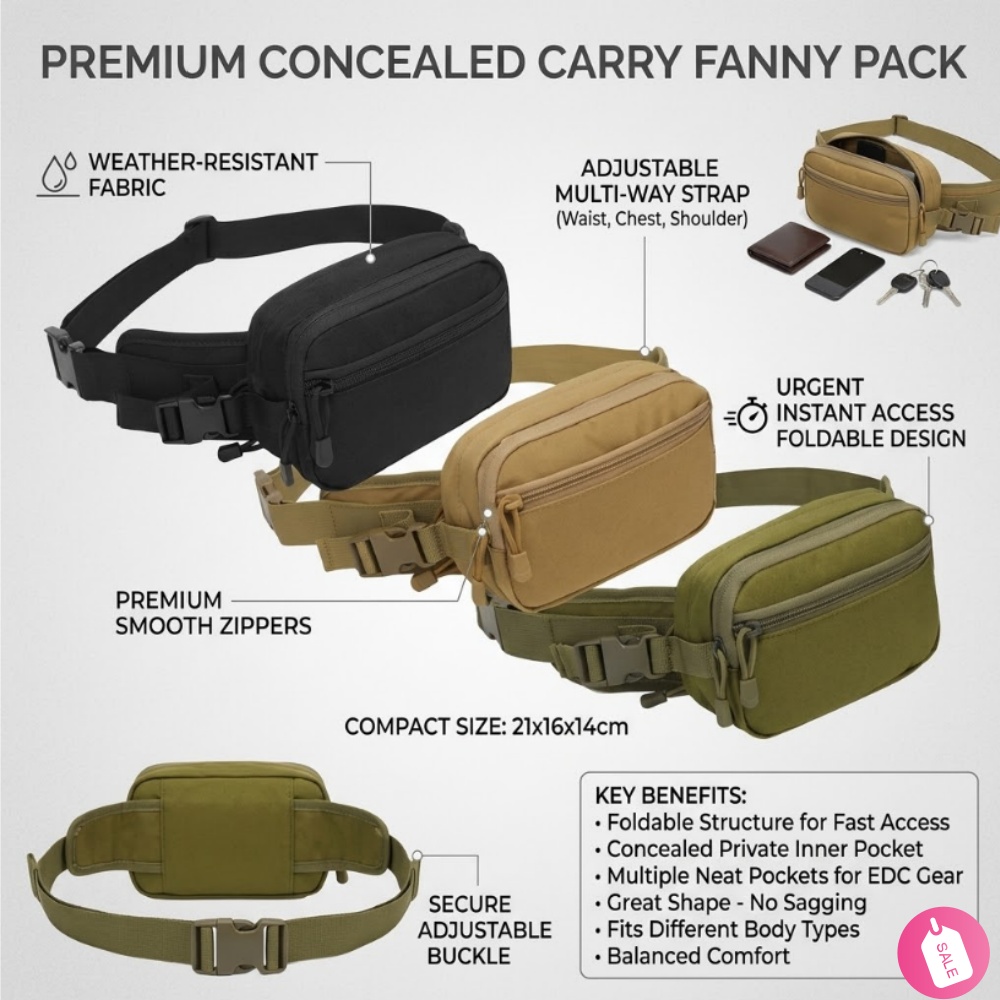 Edc Carry Bag For Men - 戦術的な隠しキャリーファニーパック メンズウエストバッグ 防水EDCツールポーチ ショルダークロスボディバッグ アウトドア用