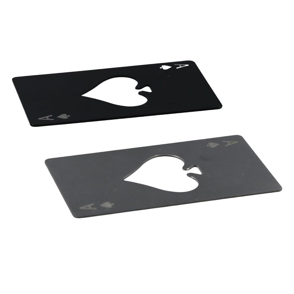 Multitool Credit Card - ステンレス製ボトル缶オープナー シルバー/ブラック スペード型 ワインオープナー 金属製 クレジットカードサイズ