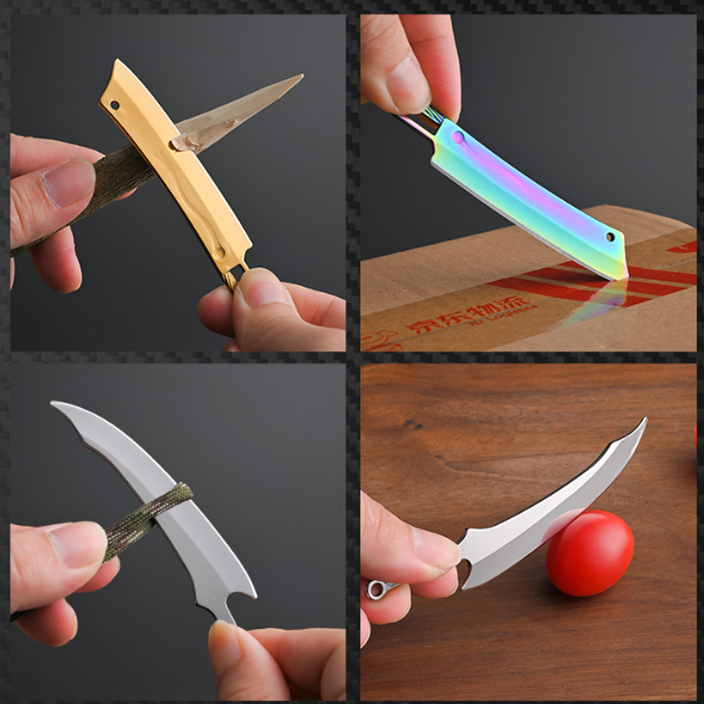 チタン製ミニナイフ - レザーシース付きポータブルEDCポケ - Edc Carry Pocket Knife のレビューと価格