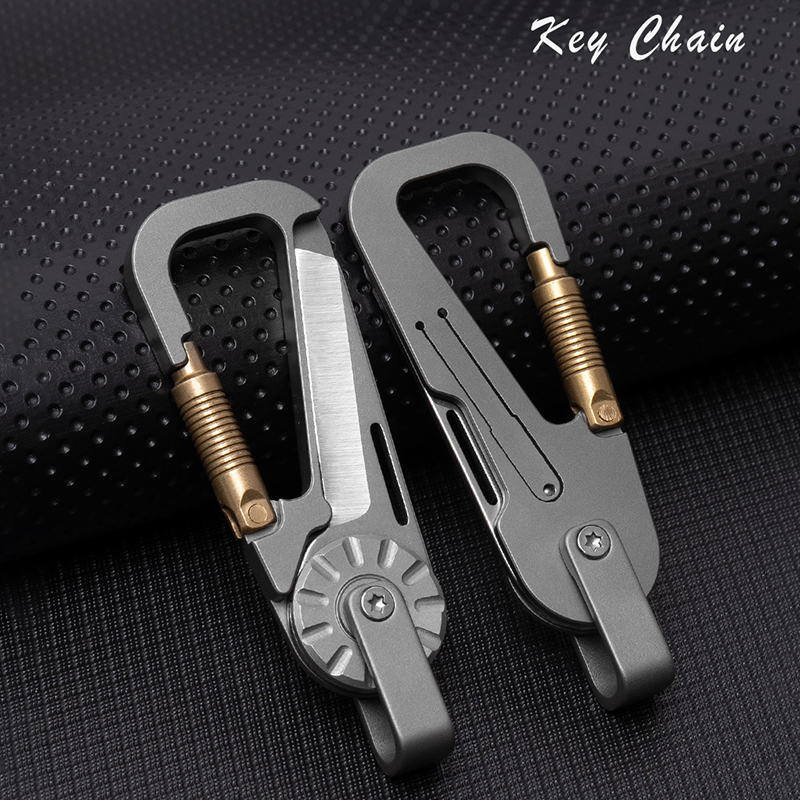チタン合金 EDCキーホルダー 折りたたみナイフ付き - 車 - Edc Carry All のレビューと価格